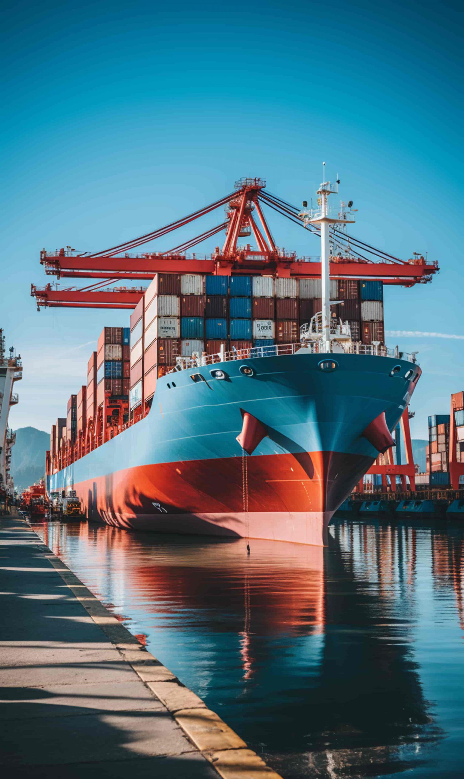 Cargo ship with stacked containers